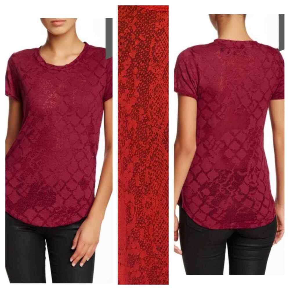 Kersh coral orange burnout tee T Shirt Women’s Size L Large NWT‎